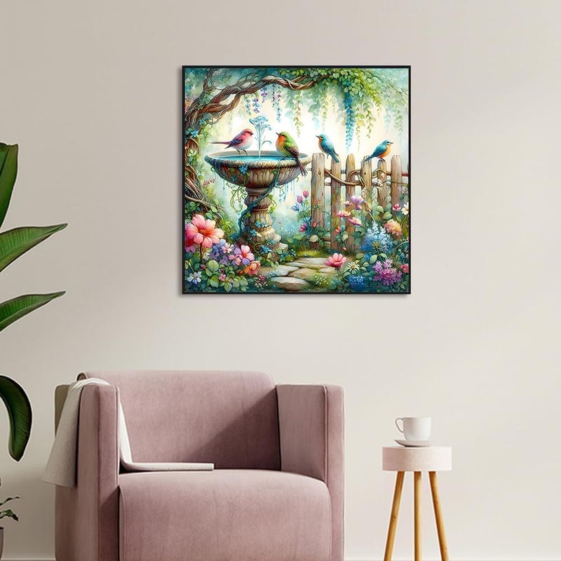 ARPADAMO Garden Birds Diamond Art Kits for Adults,5D Diamond Painting DIY Animal Diamond Art Diamond Painting Kits for Adult,Round Full Drill Diamonds, Diamond Art Kits for Home Decor-13.78x13.78inch - Image 3