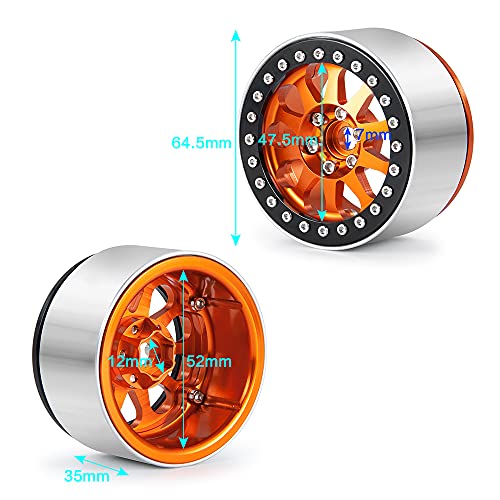 RCLIONS 4PCS Aluminum Alloy 22 Inch RC Beadlock Wheels Rims 35mm for AXIAL Wraith RR10 TRX4 110th RC Crawler Truck Car - Image 5