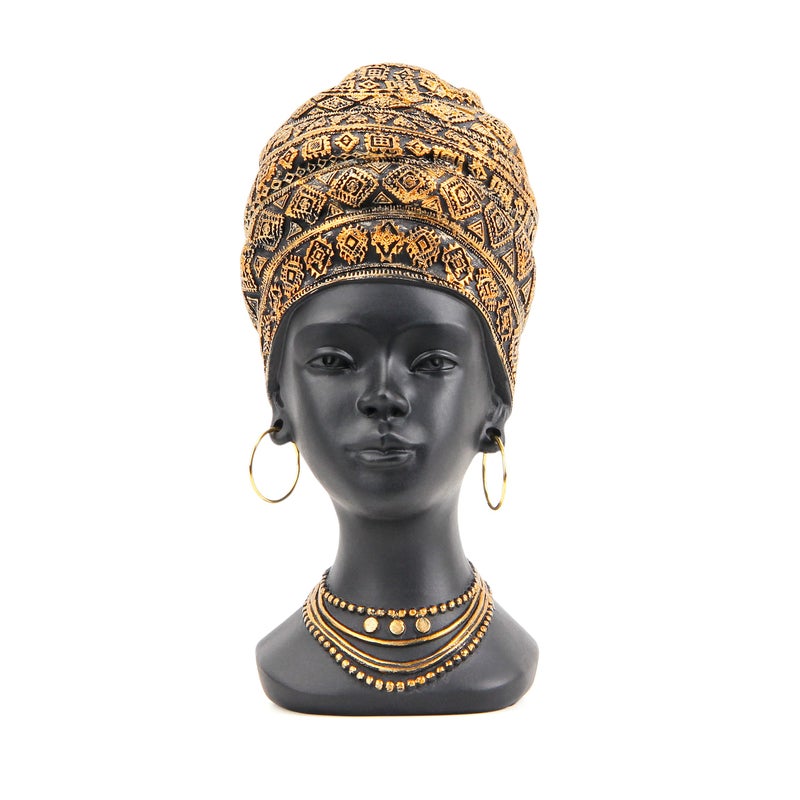 Smadeer Smadeer African Statue and Sculpture for Home Decor Women Figurine in Antique Gold Color 