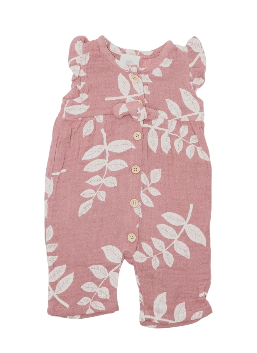 بمبىمىشى Bambimici Abigail Short Sleeve Romper Leaves Print