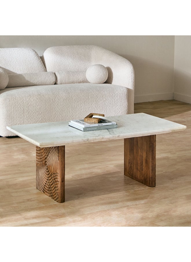 Home Box Engrave Marble Top Coffee Table 60 x 45 x 120 cm  - Image 1