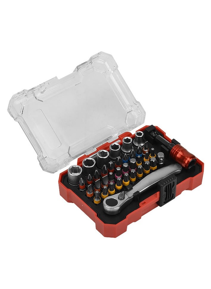 عام مجموعة مفاتيح براغي قوسية مكونة من 38 قطعة مع صندوق تخزين، عملية للتخزين المنزلي أو أخذها في التنقل. - Image 1