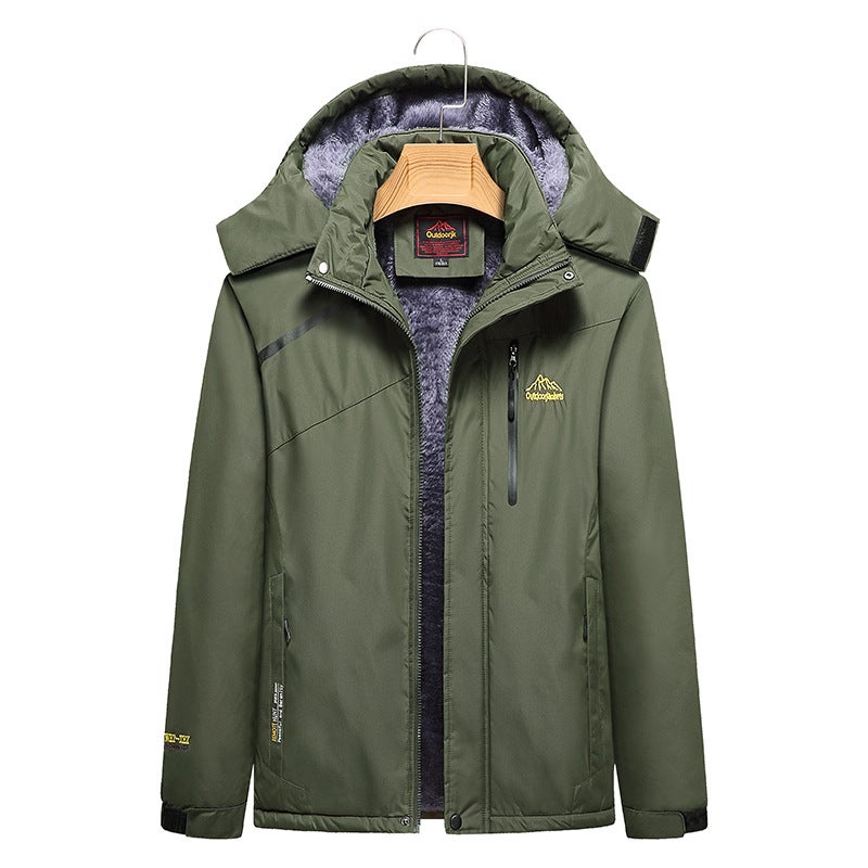 Men'S And Women'S Fleece-Lined Thickened Jacket Mountaineering Jacket Solid Color Waterproof Windproof Overalls Printed Logo Group Purchase 1898 - Image 5