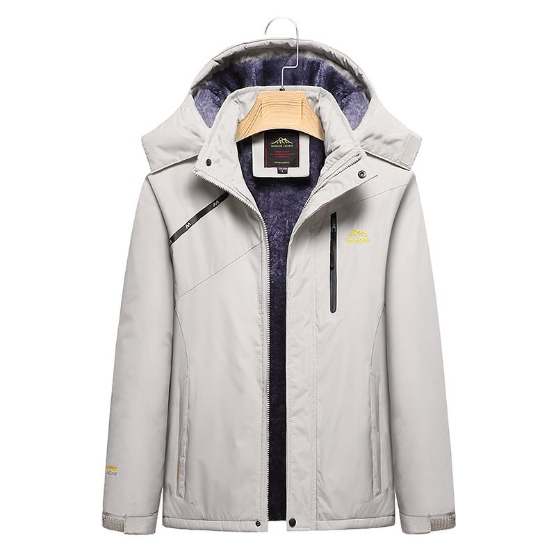 Men'S And Women'S Fleece-Lined Thickened Jacket Mountaineering Jacket Solid Color Waterproof Windproof Overalls Printed Logo Group Purchase 1898 - Image 3