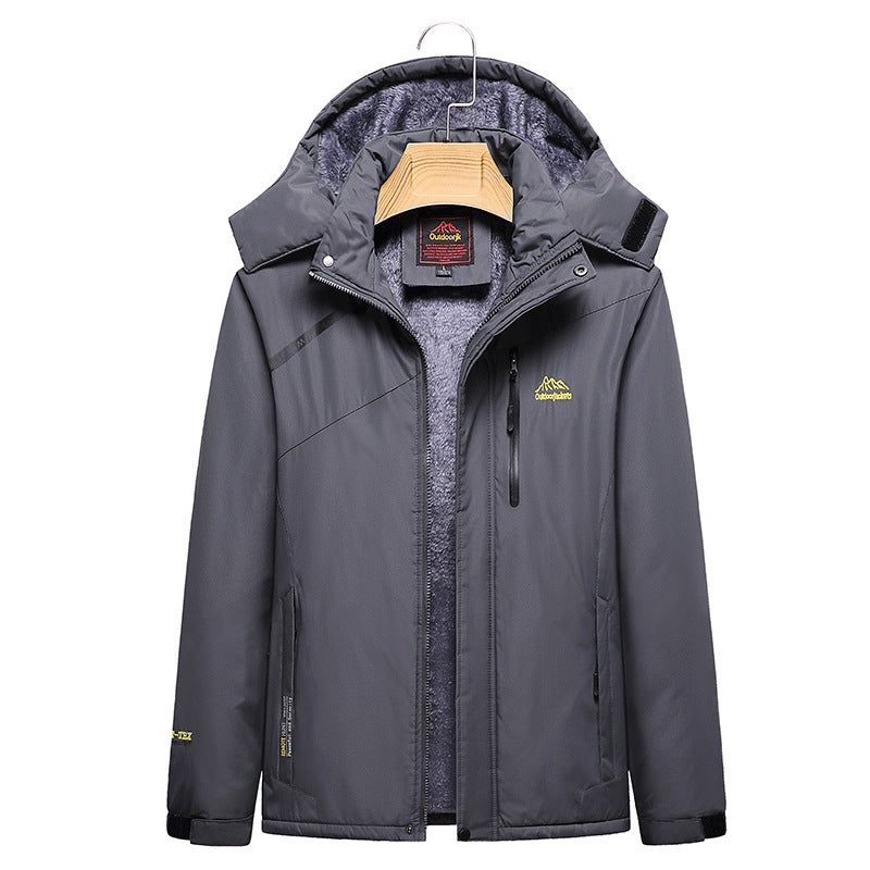 Men'S And Women'S Fleece-Lined Thickened Jacket Mountaineering Jacket Solid Color Waterproof Windproof Overalls Printed Logo Group Purchase 1898 - Image 4