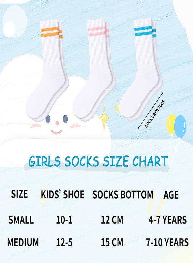 Comfoex 10 Pairs Girls Crew Cotton Socks Athletic Calf Striped Soft Casual Socks For Kids 4-6 6-8 8-10 Years Old - Image 4