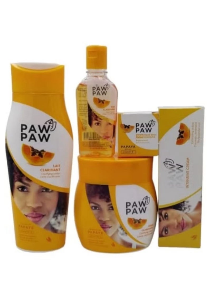 باو باو مجموعة تنقية الجسم بخلاصة البابايا و فيتامين هـ لوشن 500مل كريم 300مل كريم مكثف 50مل زيت 60مل مزيل البقع الداكنة 25مل