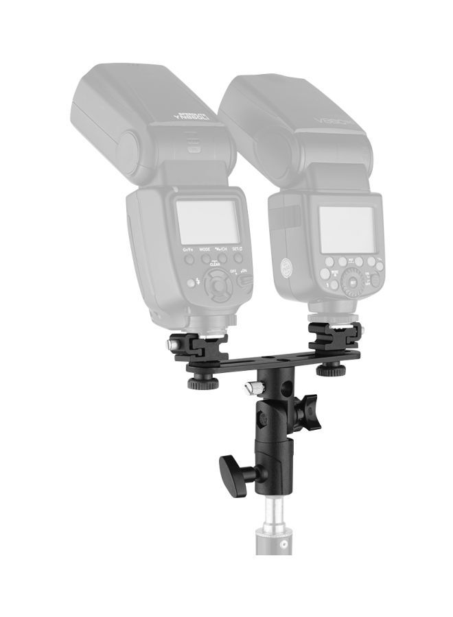 NIBEMINENT T-Shaped Dual Flash Bracket With Umbrella Holder For Canon/Nikon Black - Image 2