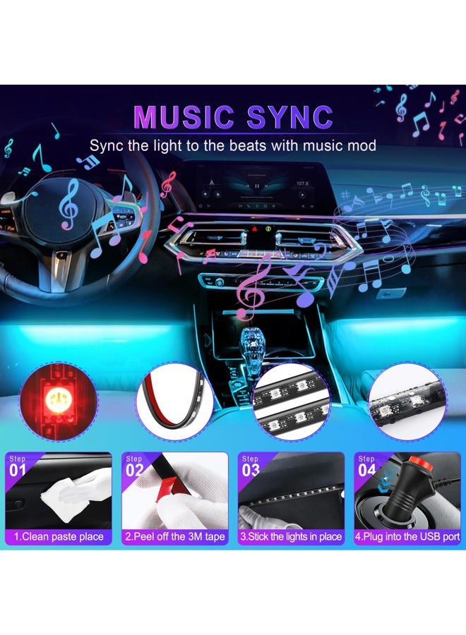 LivTee Smart RGB LED Interior Lights, 2 Lines Design with USB Port, App Control, Music Mode and DIY Mode, Car Accessories Gifts for Women Men - Image 5