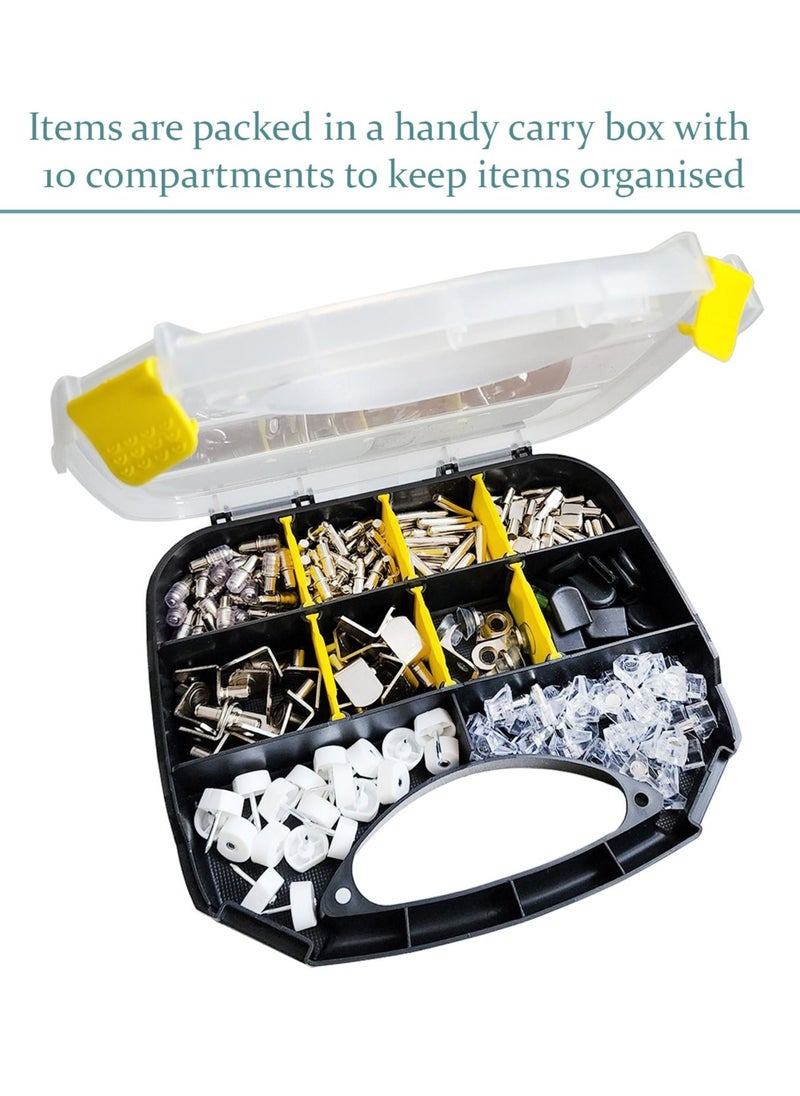 Vixel VIXEL 225 Pcs 11 Models Shelf and Furniture Support Assortment Kit, Dowel Straight Pins L Shaped Brackets Coated Nails Nickel Shelf Support Pins with Level Gauge  - Image 2