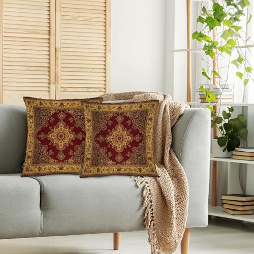 Swono Paisley Carpet Cozy Pillowcase Cushion Cover Persian Carpet Tribal Floral Decorative Throw Pillows Covers Outdoor Pillow Case for Home Office Sofa Picnic Car 18 X 18 2 Pack - Image 3