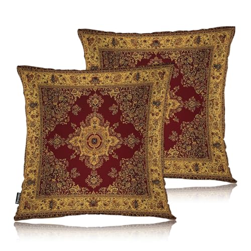 Swono Paisley Carpet Cozy Pillowcase Cushion Cover Persian Carpet Tribal Floral Decorative Throw Pillows Covers Outdoor Pillow Case for Home Office Sofa Picnic Car 18 X 18 2 Pack - Image 1