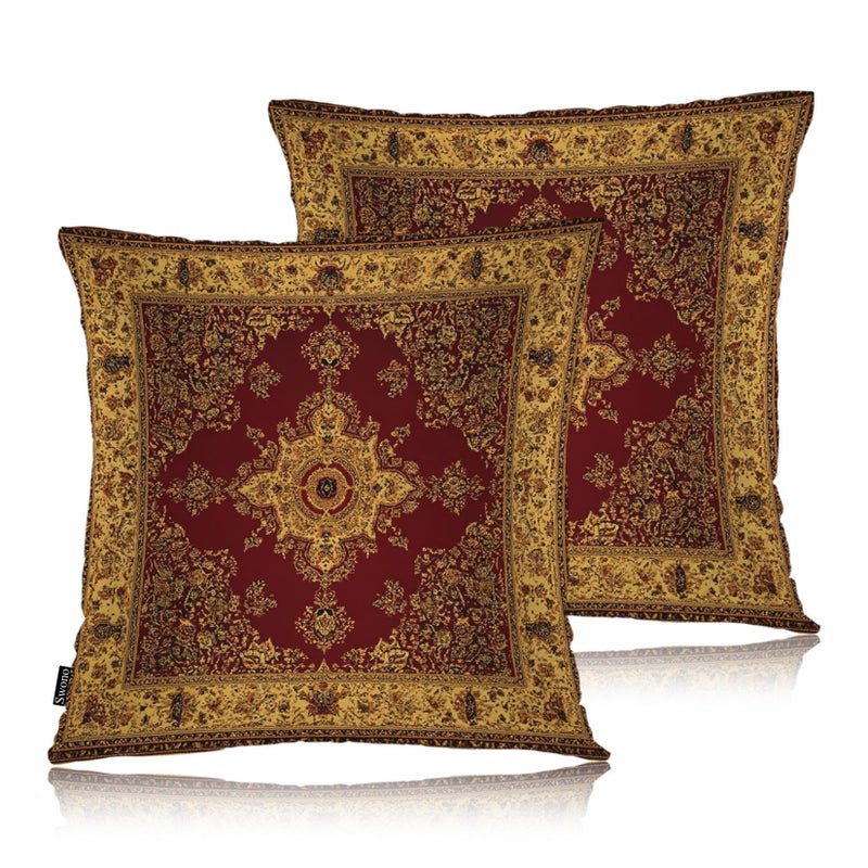 Swono Paisley Carpet Cozy Pillowcase Cushion Cover Persian Carpet Tribal Floral Decorative Throw Pillows Covers Outdoor Pillow Case for Home Office Sofa Picnic Car 18 X 18 2 Pack - Image 2