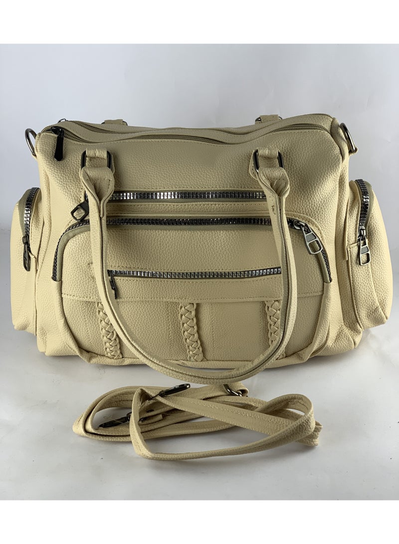 Beige Women’s Leather Handbag – Elegant & Modern Design with Premium High-Quality Material - Image 2