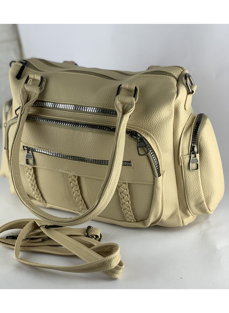 Beige Women’s Leather Handbag – Elegant & Modern Design with Premium High-Quality Material - Image 3
