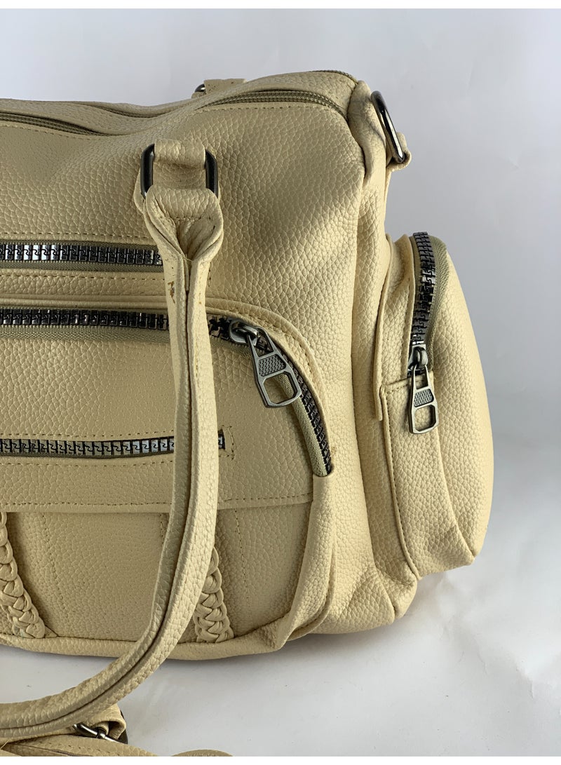 Beige Women’s Leather Handbag – Elegant & Modern Design with Premium High-Quality Material - Image 5