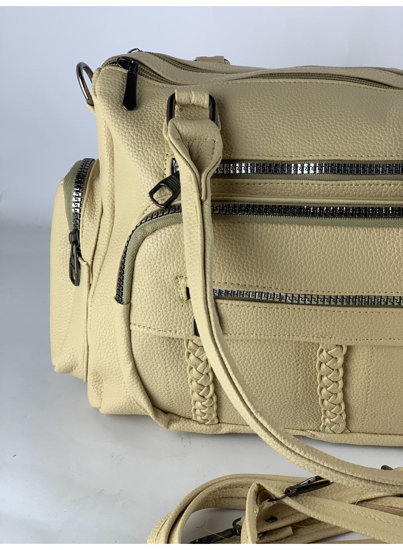 Beige Women’s Leather Handbag – Elegant & Modern Design with Premium High-Quality Material - Image 4