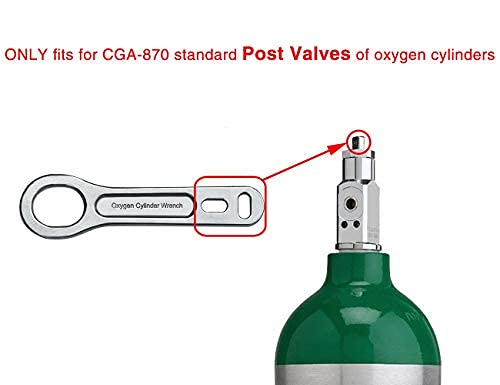 iGuerburn مفتاح أسطوانة الأكسجين المعدنية الثقيلة من iGuerburn - عبوة من 2 مع سلسلة كابل حبل لمنافذ CGA 870 لمقاسات M2 A(M4) B(M6) ML6 C(M9) D(M15) JD(M22) و E(M24) - Image 3