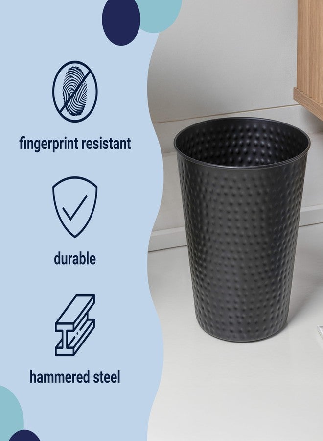happimess HPM1110A Axel Modern Minimalist Hammered Steel 2-Gallon Wastebasket for Home, Bathroom, Living Room, Office, Bedroom, Kitchen, Matte Black - Image 3