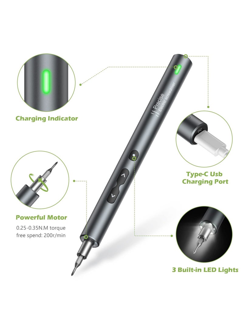 SYOSI Precision Electric Screwdriver - Portable, Rechargeable Power Tool with USB Charging and LED Light - Ideal for Phones, Cameras, Laptops  - Image 2