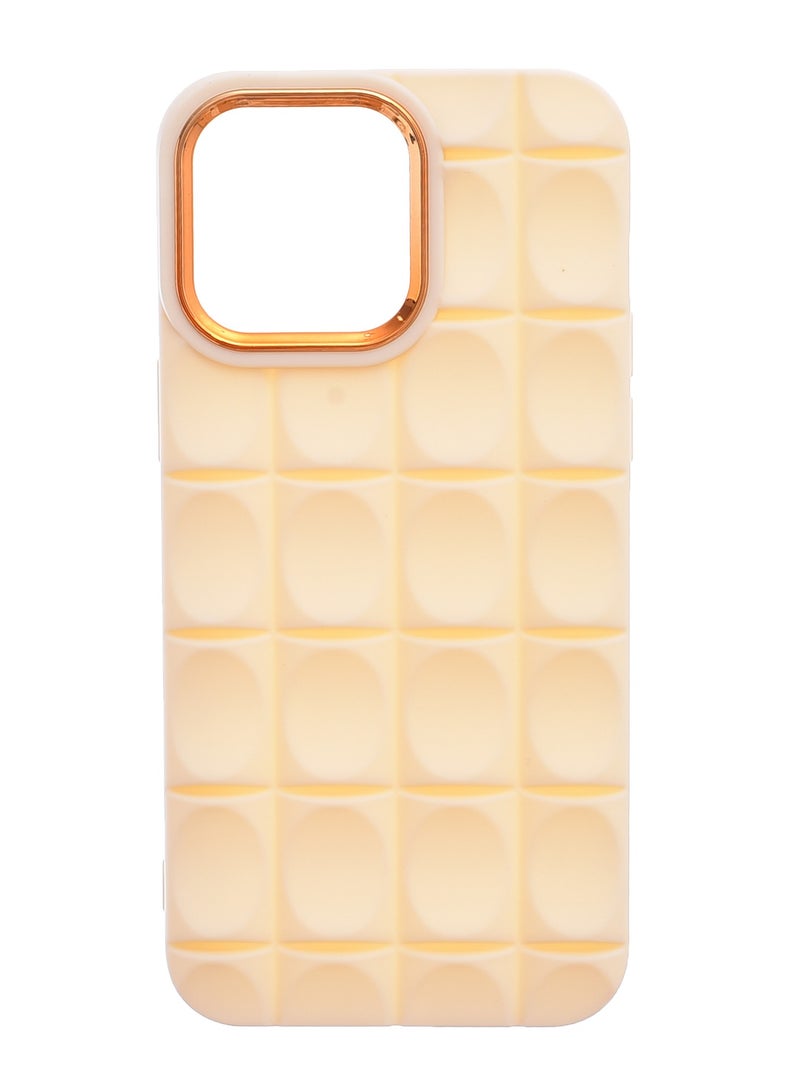 Silicone Back Phone Protection Cover With Ribbed Design And Safety Edges For Iphone 15 Pro Max - Beige Gold  - Image 1