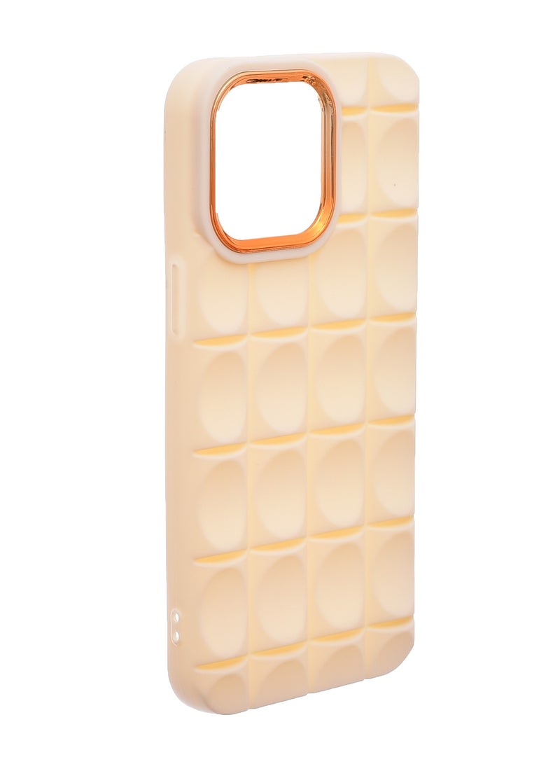 Silicone Back Phone Protection Cover With Ribbed Design And Safety Edges For Iphone 15 Pro Max - Beige Gold  - Image 2