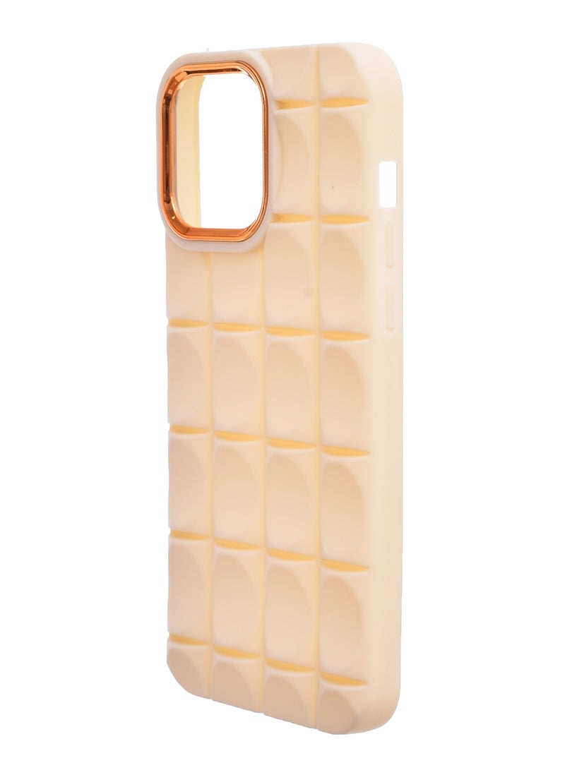 Silicone Back Phone Protection Cover With Ribbed Design And Safety Edges For Iphone 15 Pro Max - Beige Gold  - Image 3