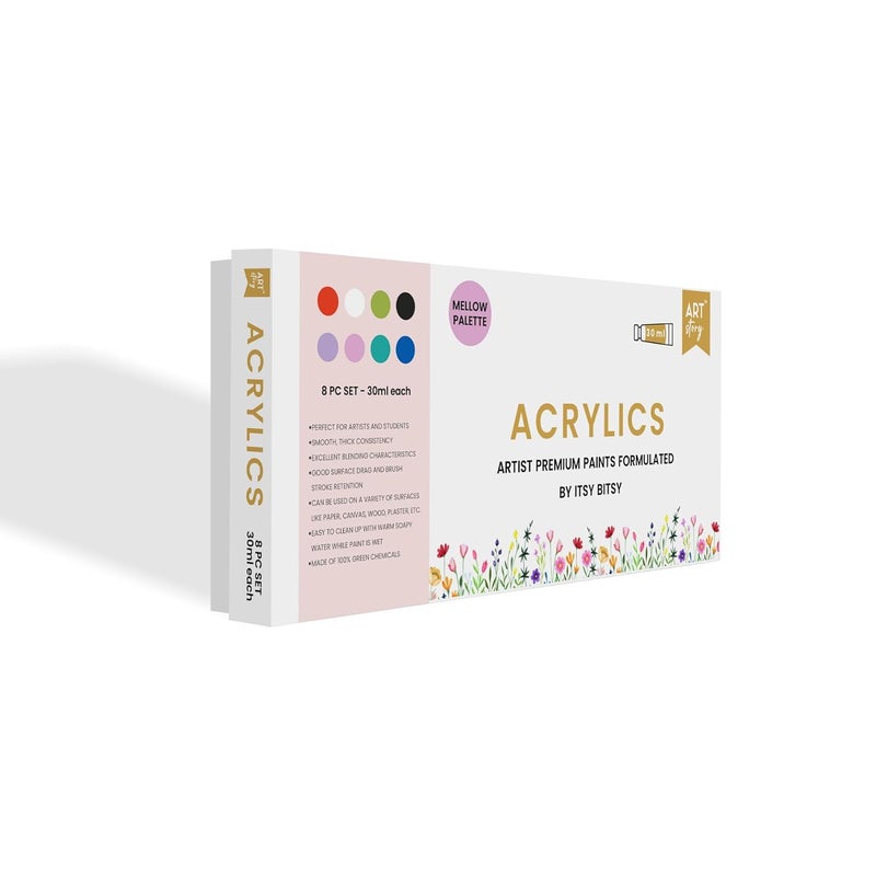itsy-bitsy Art Story Artists Acrylic Paint Set - Pastel 8 colours X 30ml each| for Paper, Canvas, MDF, Wall, Glass, Plastic, Metal, Terracotta|Premium Multi Surface paint for DIY Art & Craft| For Beginners Students Adults - Image 3