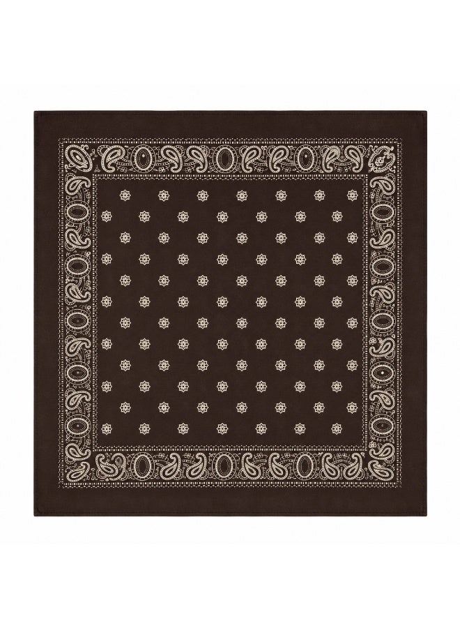 وشاح مربع من الساتان للنساء، غطاء ناعم حريري للرأس والرقبة، 60 × 60 سم(بني داكن بنقشة بيزلي) - Image 2