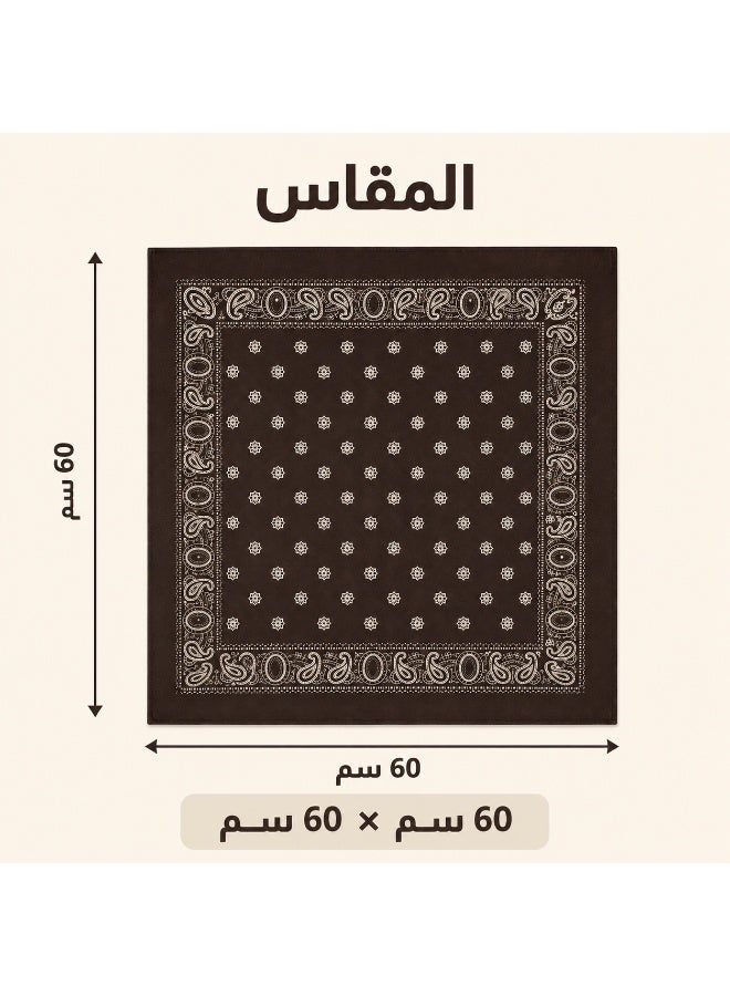 وشاح مربع من الساتان للنساء، غطاء ناعم حريري للرأس والرقبة، 60 × 60 سم(بني داكن بنقشة بيزلي) - Image 5