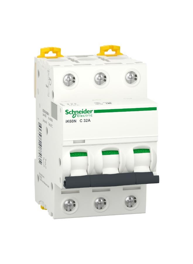Schneider Electric Miniature Circuit Breaker (Mcb), Acti9 Ik60N, 3P, 32A, C Curve, 6000A (Iec/En 60898-1) - Image 1