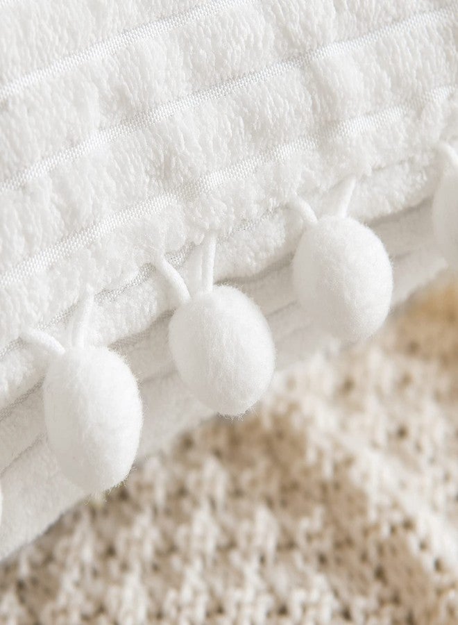 ANRODUO Pack of 2 White Fall Boho Decorative Pillow Covers with Pom-poms 12x20 Pillow Cover Corduroy Cushion Case Cute and Soft Rectangle Throw Pillows for Bed Couch Sofa Living Room Home Decor - Image 5