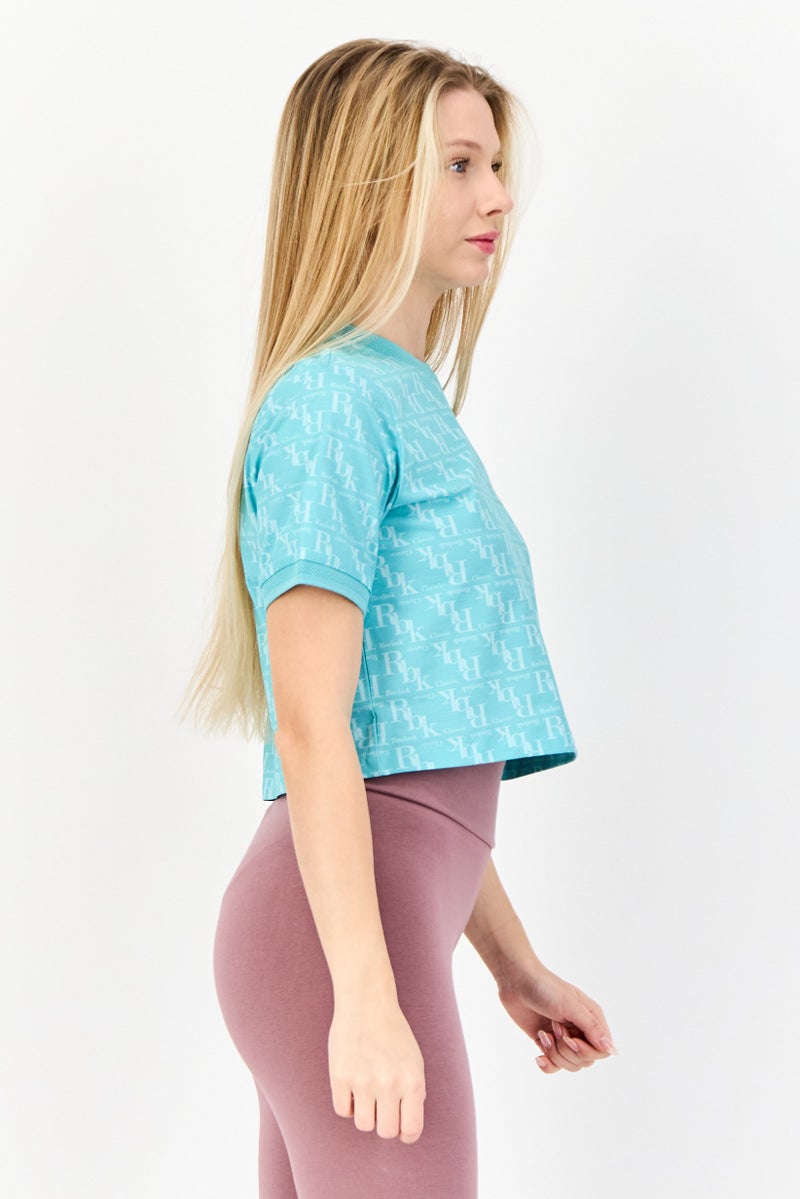 Reebok تي شيرت رياضي نسائي بأكمام قصيرة مناسب في الهواء الطلق، أخضر فاتح - Image 4