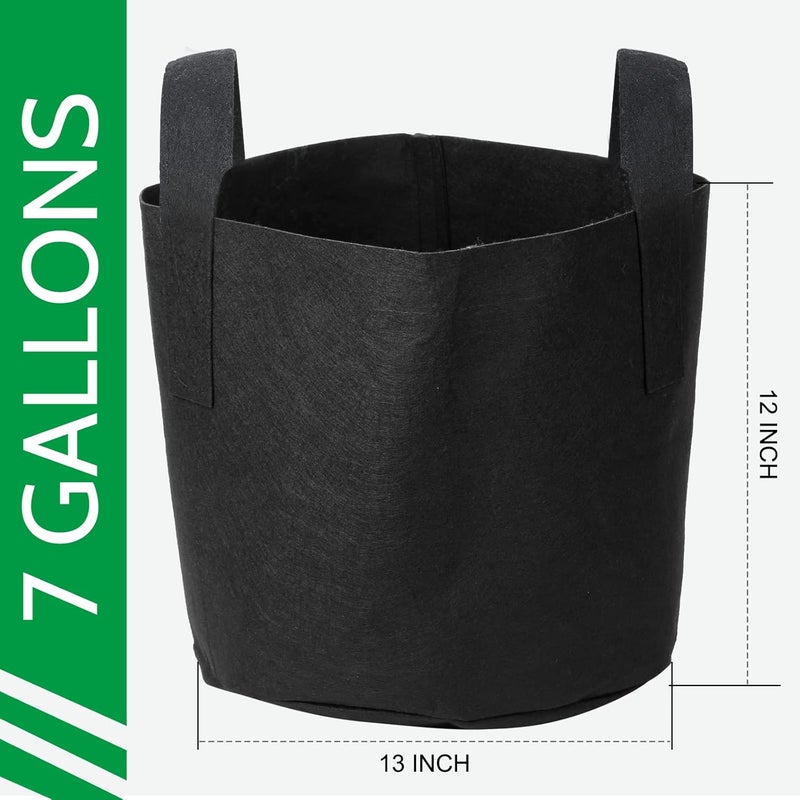 JERIA 12-Pack 7 Gallon, Vegetable/Flower/Plant Grow Bags, Aeration Fabric Pots with Handles (Black), Come with 12 Pcs Plant Labels - Image 2