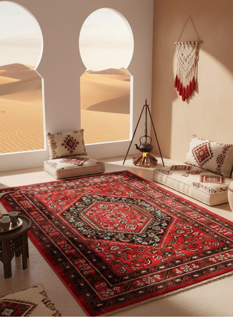 سجادتي مدة البر القوس من سجادتي مستوحاة من النقوش الشرقية بتفاصيل أنيقة وألوان دافئة تناسب أجواء البر مقاس 80×150 سم - Image 1