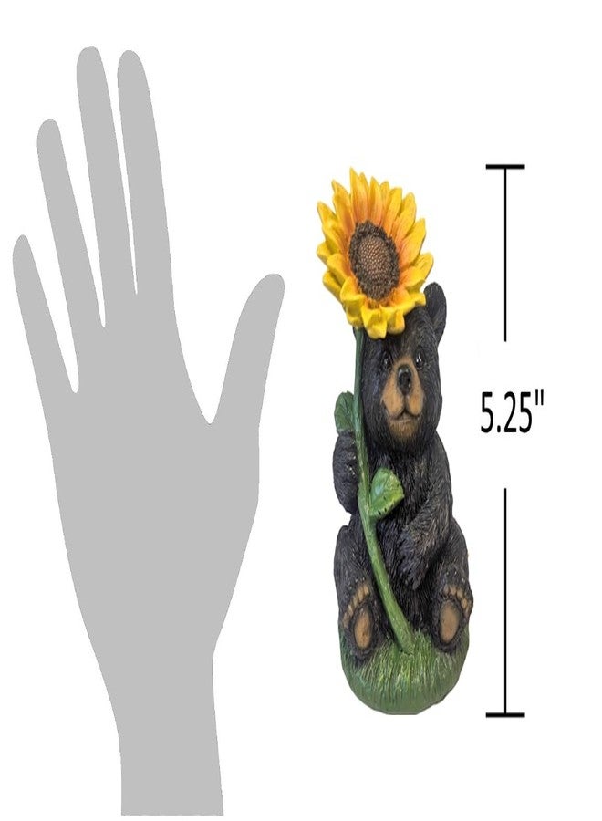 The Bridge Collection Sunflower Bear Figurine – Cute Black Bear Wildlife Decor with Bright Yellow Flower – Cabin Lodge and Farmhouse Accent - Image 3