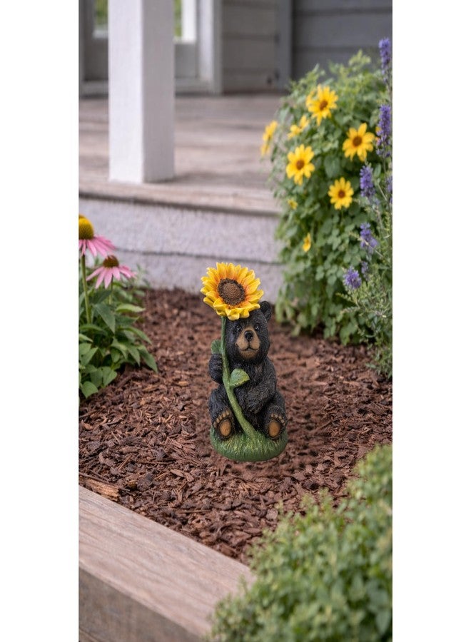 The Bridge Collection Sunflower Bear Figurine – Cute Black Bear Wildlife Decor with Bright Yellow Flower – Cabin Lodge and Farmhouse Accent - Image 2