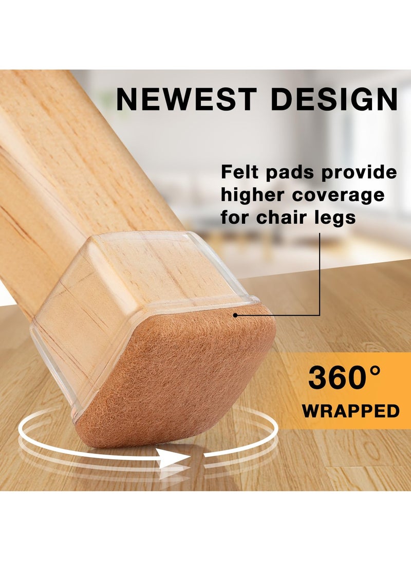32 Pieces Chair Leg Floor Protectors Square, Silicone Chair Leg Protectors for Hardwood Floors, Chair Leg Caps Covers Protect Wooden Floors from Scratching, Fit: 2.5cm-4cm, Thick, Won't Tear (Clear) - Image 3