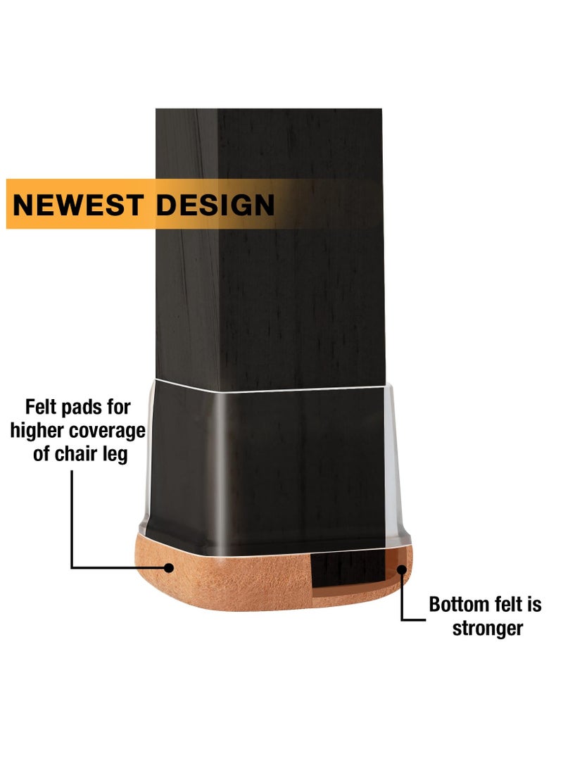 32 Pieces Chair Leg Floor Protectors Square, Silicone Chair Leg Protectors for Hardwood Floors, Chair Leg Caps Covers Protect Wooden Floors from Scratching, Fit: 2.5cm-4cm, Thick, Won't Tear (Clear) - Image 4