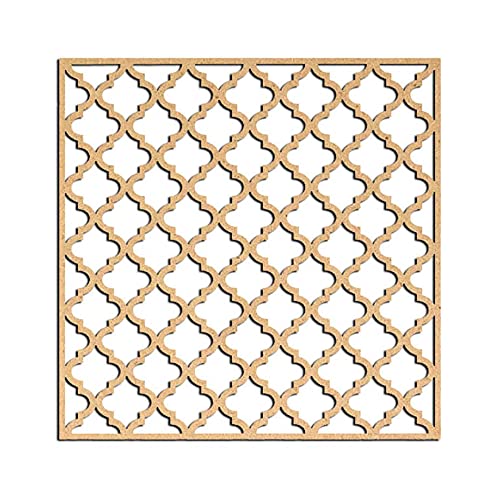 Haoser Haoser Pine MDF4mm Wooden Panel for Room DividerPartition Wall Decor Pack of 1 Geometric Laser Cut Carved Panel Panle1_LxW30x30cm  - Image 1