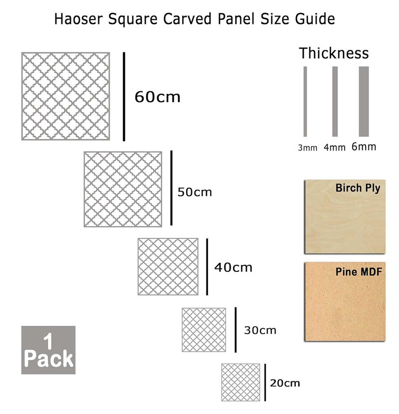 Haoser Haoser Pine MDF4mm Wooden Panel for Room DividerPartition Wall Decor Pack of 1 Geometric Laser Cut Carved Panel Panle1_LxW30x30cm  - Image 3