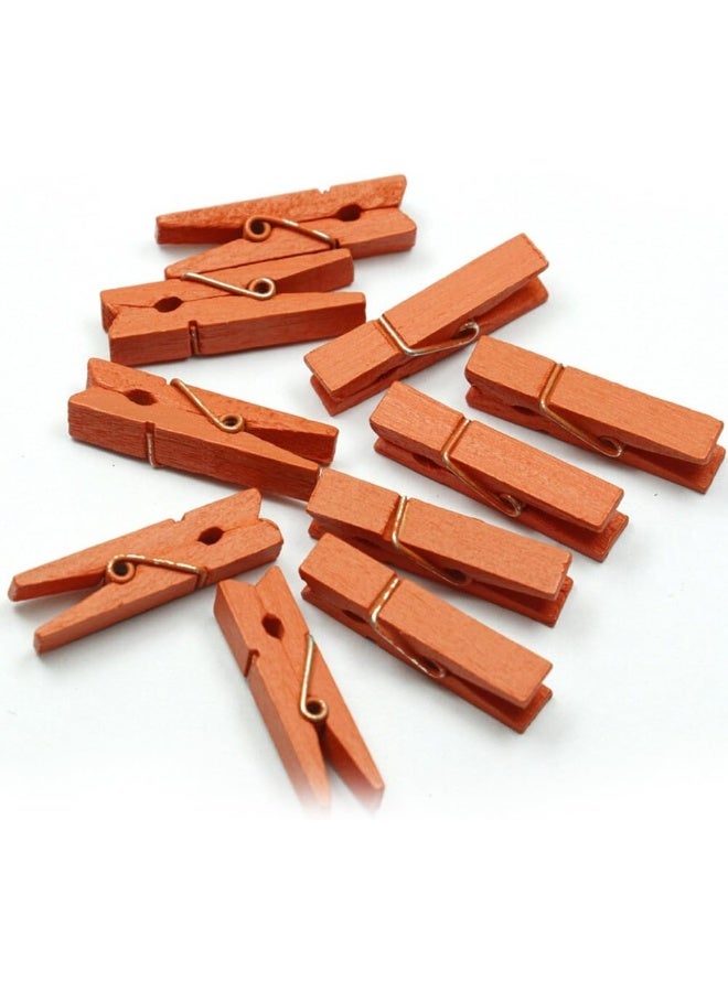 Topxome 100pcs/Set Mini Colored Wooden Clips for Photo Clips Clothespin Paper Peg Pin Craft Decoration Clips Pegs Wedding Decoration Orange