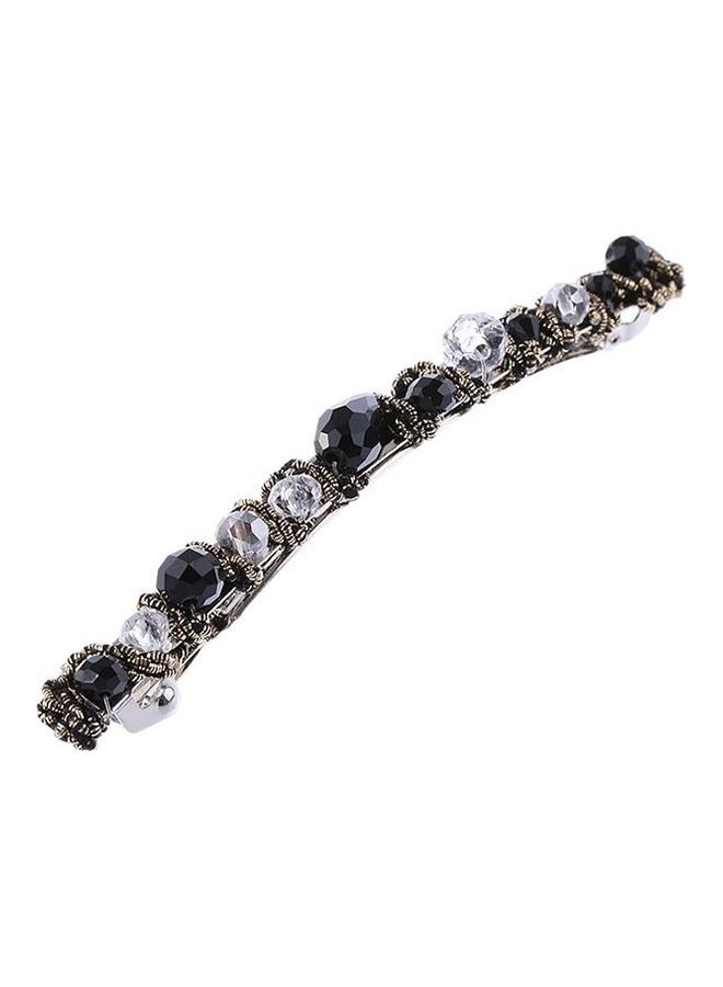 BGM Women Fashion Crystal Rhinestone Barrette Girl Hair Clip Black/Silver - Image 2