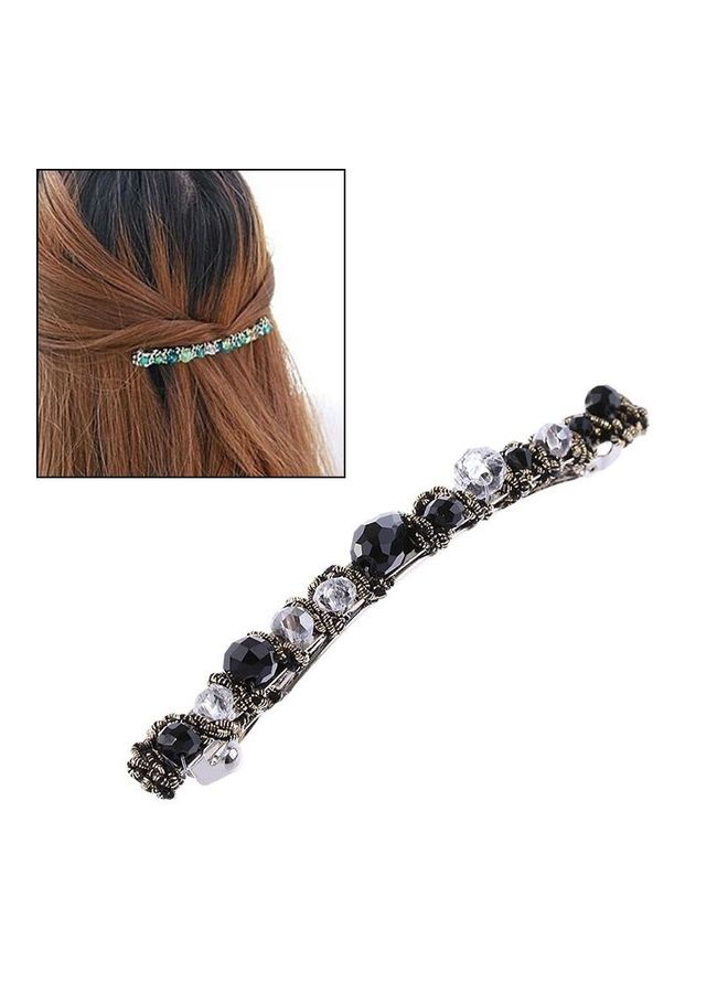 BGM Women Fashion Crystal Rhinestone Barrette Girl Hair Clip Black/Silver - Image 1