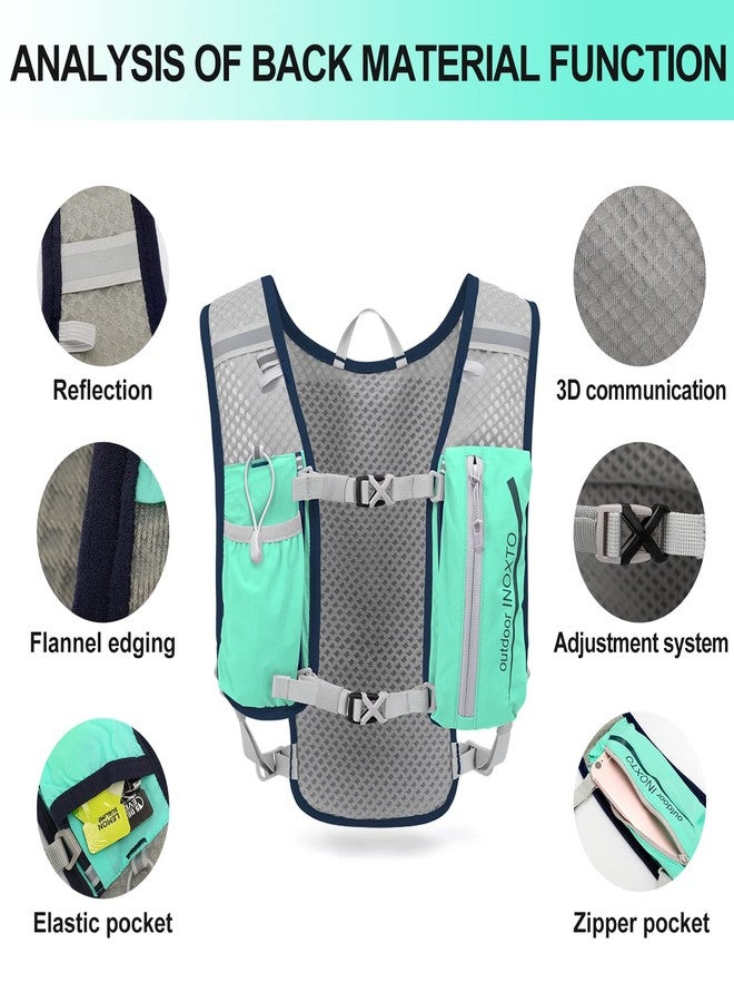 INOXTO Running Hydration Vest Backpack,Lightweight Insulated Pack with 1.5L Water Bladder Bag Daypack for Hiking Trail Running Cycling Race Marathon for Women Men (Light Green) - Image 3