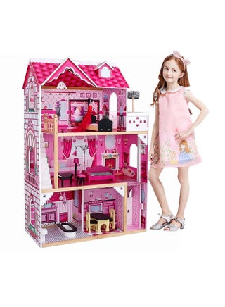 JSAITOYS Big Size Floors Role Pretend Playing Girl Pink Wooden