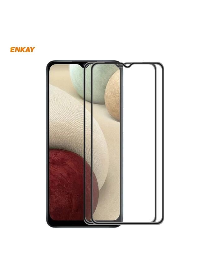 ENKAY Samsung Galaxy A12 2 PCS ENKAY Hat Prince Anti drop Full Glue Tempered Glass Full Screen Film Anti fall Protector - Image 1