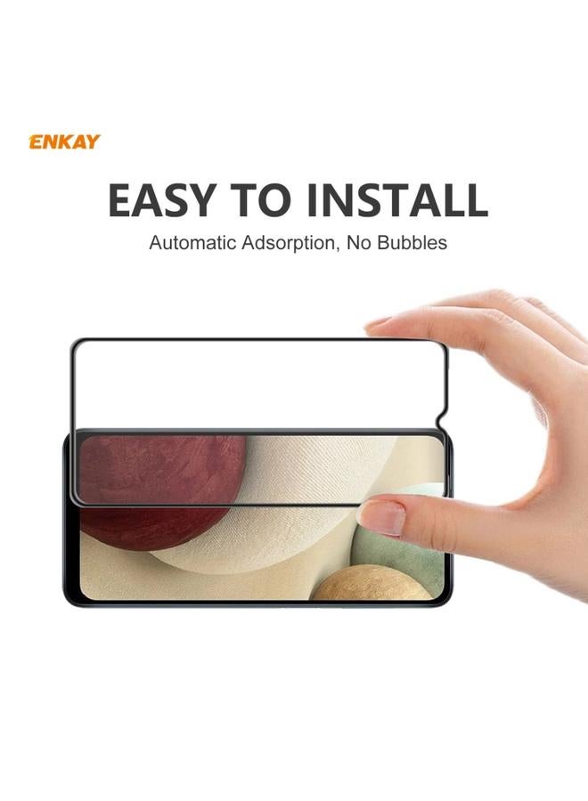 ENKAY Samsung Galaxy A12 2 PCS ENKAY Hat Prince Anti drop Full Glue Tempered Glass Full Screen Film Anti fall Protector - Image 5