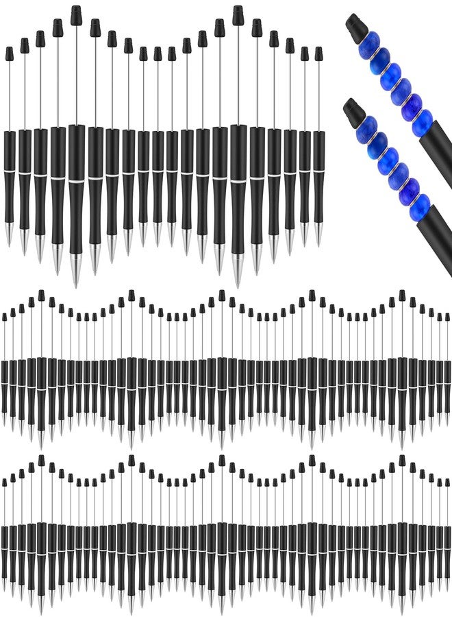 TecUnite 200 Pcs Black Ink Beadable Pens Bulk Plastic Bead Ballpoint Pen for DIY Teacher Bridal Graduation Gift Office(Black) - Image 1