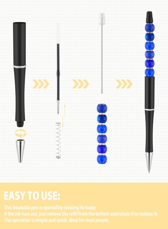 TecUnite 200 Pcs Black Ink Beadable Pens Bulk Plastic Bead Ballpoint Pen for DIY Teacher Bridal Graduation Gift Office(Black) - Image 3